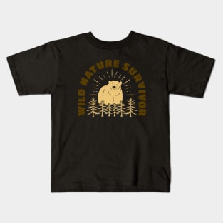 Wild White Bear Nature Survivor Kids T-Shirt